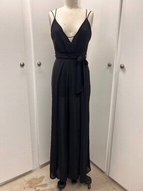 Mind Code Black Strappy Wide Leg Jumpsuit